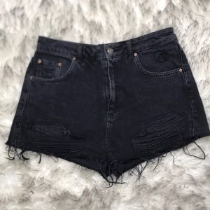 Topshop Black Moto Mom Denim Cut Off’s